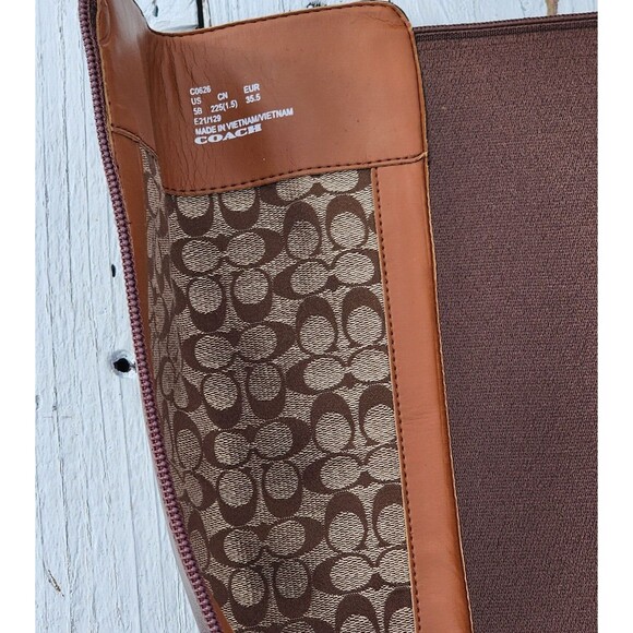 Coach Women's Walnut Farrah Leather Riding Boots Sz 5 Eu 35.5 - Picture 11 of 13